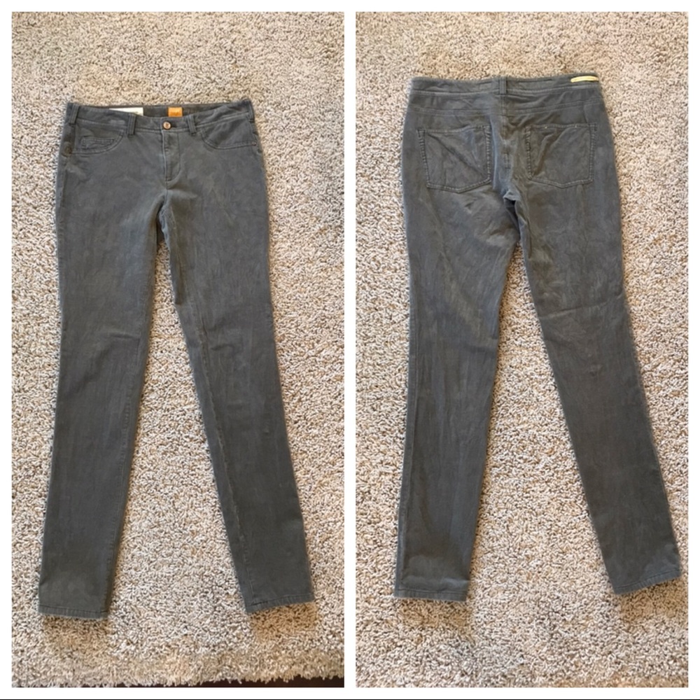 Anthro Pilcro Corduroy Skinny Legging Sage Green Gray Pant Size 28
